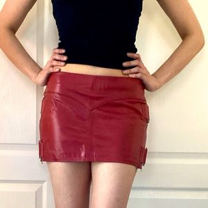 Pitanga Red Leather Mini Skirt Size 8